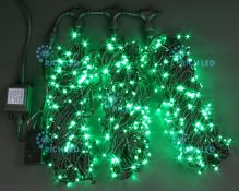 гирлянда 3 нити  24W  Зеленый RL-T3*20N2-B/G, черный провод 3х20 м., 24V, с 2-х канальным контроллером, 3х200 Led, IP54