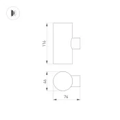 Накладной светильник   7.5W Белый теплый 033306(1) LGD-RAY-WALL-TWIN-R46 220V цилиндр серый