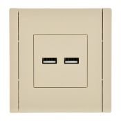 Розетка встраиваемая USB IEK FORTE&PIANO A+A 3,1А FP-U21-D31-K10 FP449 ваниль
