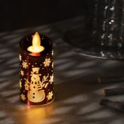 фигурка  светодиодная "Красная свеча со снеговиком" 5х9х5 см, пластик, батарейки LR44х2, свечение тёплое белое