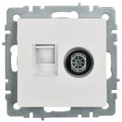 Розетка встраиваемая комбинированная IEK BRITE BR-AK20-1-K01 РТВ/РК12-БрБ TV+RJ45 кат.5E белый