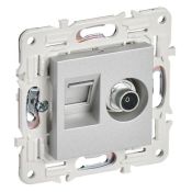 Розетка встраиваемая комбинированная IEK SKANDY SK-AK20-1-K23 SK-A14S TV+RJ45 кат.5E серебряный