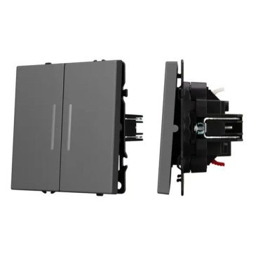 Выключатель встраиваемый двухклавишный проходной 054269 SWT-NOBE-MKP2-SFPL-L-GR с подсветкой серый