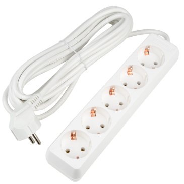 удлинитель с заземлением Uniel UL-00010009 S-GCU5-5 WHITE 5м Ultra