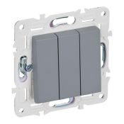 Выключатель встраиваемый трехклавишный IEK SKANDY SK-V30-0-10-K03 SK-V11Gr серый