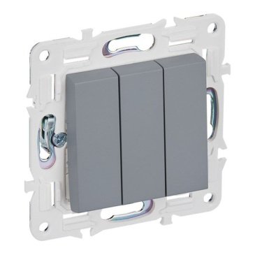 Выключатель встраиваемый трехклавишный IEK SKANDY SK-V30-0-10-K03 SK-V11Gr серый