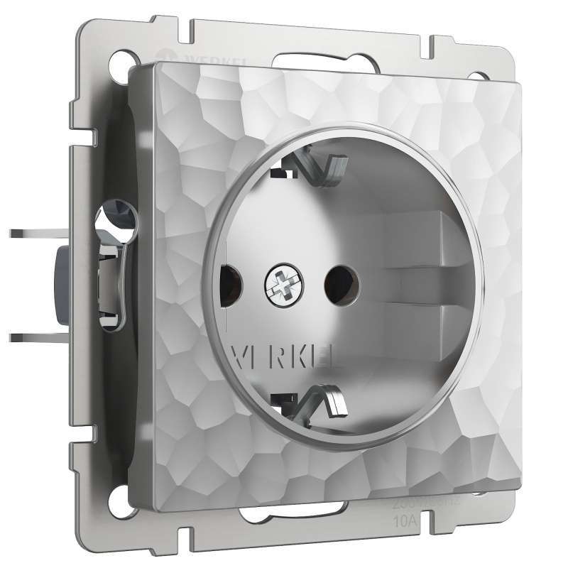 Штепсельная розетка встраиваемая WERKEL Hammer 16A 250V W1271006 с/з серебряный