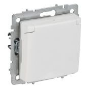 Штепсельная розетка встраиваемая IEK BRITE 16А BR-R16-16-44-K91 РСбш10-3-44-БрАБ с з/к и шторками с крышкой арктический белый IP44