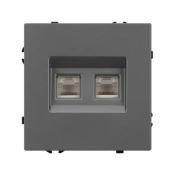 Розетка встраиваемая компьютерная двойная RJ45 кат.6 Arlight 054315 SCT-NOBE-MPC2-SFPL-GR серый