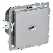 Розетка встраиваемая USB IEK BRITE C 65Вт BR-U13-065-K47 РЮ12-1-БрА алюминий