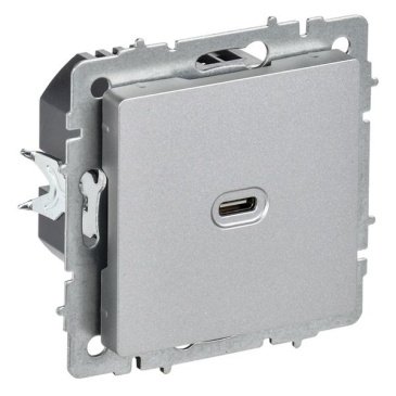 Розетка встраиваемая USB IEK BRITE C 65Вт BR-U13-065-K47 РЮ12-1-БрА алюминий