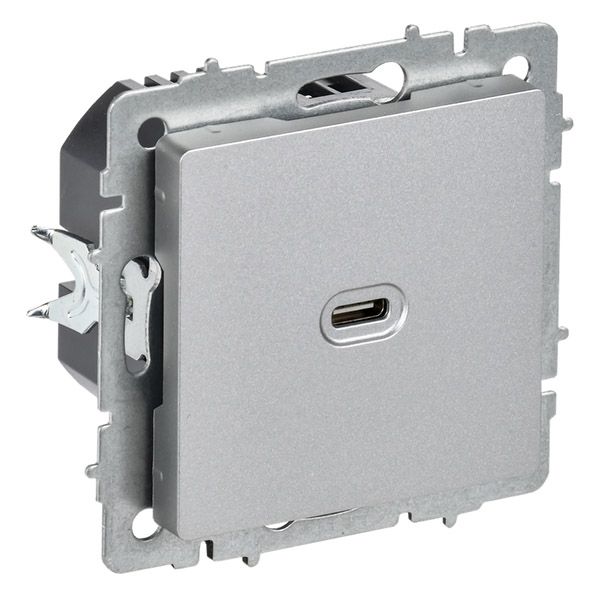 Розетка встраиваемая USB IEK BRITE C 65Вт BR-U13-065-K47 РЮ12-1-БрА алюминий