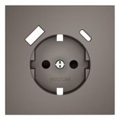 Накладка для розетки с заземлением и защитными шторками с USB A+C S70 капучино