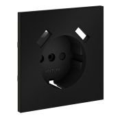 Накладка для розетки с заземлением и защитными шторками с USB A+A S70 черный матовый