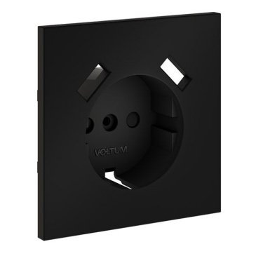 Накладка для розетки с заземлением и защитными шторками с USB A+A S70 черный матовый