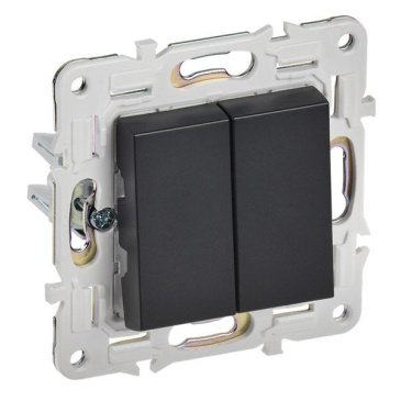 Выключатель встраиваемый двухклавишный IEK SKANDY SK-V20-0-10-K02 SK-V04Bl черный