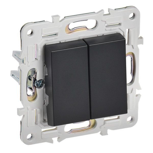 Выключатель встраиваемый двухклавишный IEK SKANDY SK-V20-0-10-K02 SK-V04Bl черный