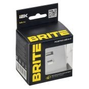 Розетка встраиваемая USB IEK BRITE A+C 45Вт BR-U22-045-K47 РЮ11-2-БрА алюминий