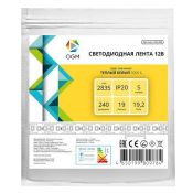 Светодиодная лента Белый теплый 2835 12V 19.2W/m 240Led/метр LSE-265 Эконом 10мм IP20 Светодиодная лента Белый теплый 2835 12V 19.2W/m 240Led/метр LSE-265 Эконом 10мм IP20
