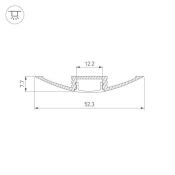 алюминиевый профиль с экраном ALU-FLAT-2000 ANOD+FROST (2м) 014896