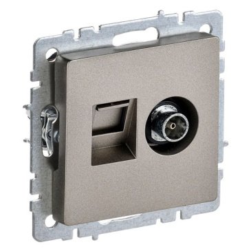 Розетка встраиваемая комбинированная IEK BRITE BR-AK20-1-K37 РТВ/РК12-БрШ TV+RJ45 кат.5E шампань