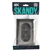 Штепсельная розетка встраиваемая двойная IEK SKANDY 10А SK-R23-10-K50-F SK-R09N без з/к с з/ш в сборе металл никель