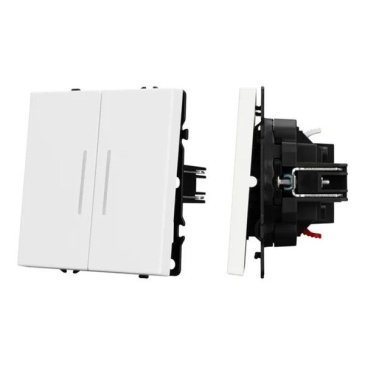 Выключатель встраиваемый двухклавишный проходной 054240 SWT-NOBE-MKP2-SFPL-L-WH с подсветкой белый