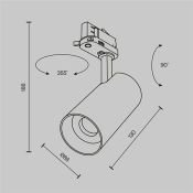 Трековый светильник 20W Белый теплый - белый дневной TR197-3-20WCCT-M-B Фокус / Focus Led Trinity IP20 чёрный