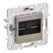 Розетка встраиваемая компьютерная двойная IEK SKANDY SK-K20-2-K50 SK-K04N RJ45 кат.6 металл никель