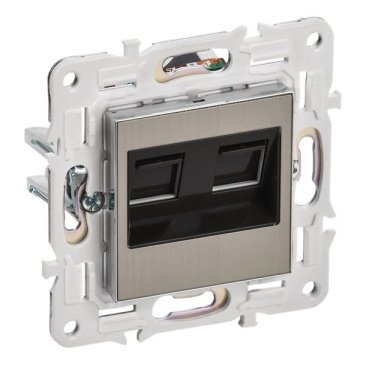 Розетка встраиваемая компьютерная двойная IEK SKANDY SK-K20-2-K50 SK-K04N RJ45 кат.6 металл никель