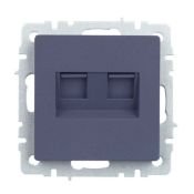 Розетка двойная RJ11+RJ45 кат.5E РК/Т12-БрМ маренго BR-KT20-O-1-K35 BRITE IEK