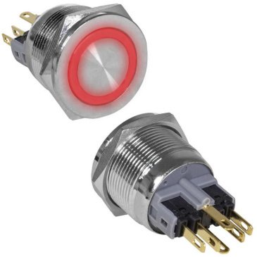 Кнопка M22 ON(OFF)+OFF(ON) GQ22-11E 5А/250V 6C IP65 антивандальная красная без фиксации