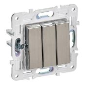 Выключатель встраиваемый трехклавишный IEK SKANDY SK-V30-0-10-K50 SK-V11N металл никель