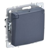 Штепсельная розетка встраиваемая IEK BRITE 16А BR-R16-16-44-K35 РСбш10-3-44-БрМ с з/к и шторками с крышкой маренго IP44
