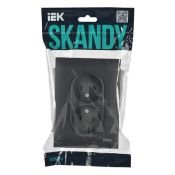Штепсельная розетка встраиваемая двойная IEK SKANDY 10А SK-R23-10-K48-F SK-R09T без з/к с з/ш в сборе титан