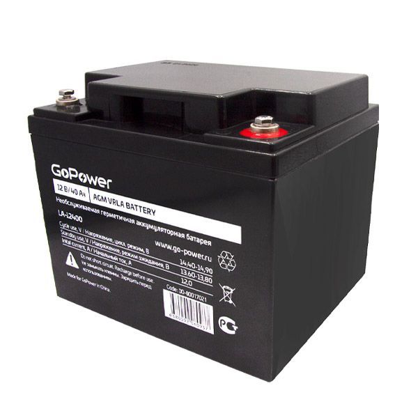аккумулятор свинцово-кислотный  40 A/h 12V LA-12400 GoPower