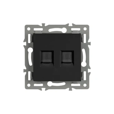 Розетка встраиваемая компьютерная двойная RJ45 кат.6 Arlight 045337 SCT-MPC2-PL-BK черная