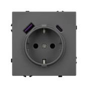 Штепсельная розетка встраиваемая Arlight SCT-NOBE-MUAC-SFPL-GR 16А 054287 с/з и USB тип A+C серый