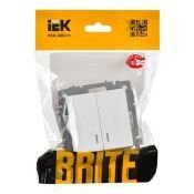 Выключатель встраиваемый двухклавишный с подсветкой IEK BRITE BR-V20-1-10-K91 ВС10-2-1-БрАБ арктический белый