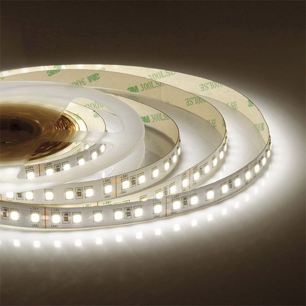 Светодиодная лента Белый теплый 3528 24V  10W/m 120Led/метр 00-330 8мм
