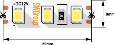 Светодиодная лента Белый 2835 12V  9.6W/m 120Led/метр 00-00001687 SWG2120-12-9.6-W