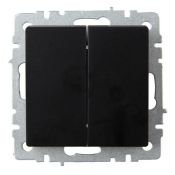 Выключатель встраиваемый двухклавишный проходной IEK BRITE BR-V22-0-10-K02 ВС10-2-6-БрЧ черный