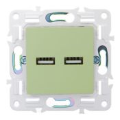 Розетка встраиваемая USB IEK SKANDY A+A 3,1А SK-U21-D31-K06 SK-R15G мятный