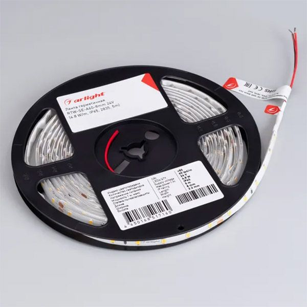 Светодиодная лента Белый теплый 2835 24V  4.8W/m 60Led/метр герм (силикон) 021556(2) RTW-SE-A60  LUX IP65 Светодиодная лента Белый теплый 2835 24V  4.8W/m 60Led/метр герм (силикон) 021556(2) RTW-SE-A60  LUX IP65