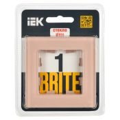 Рамка стеклянная 1 пост IEK BRITE BR-M12-G-31-K96 РУ-1-2-БрП персиковый матовый