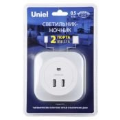 светильник-ночник 0.5W Белый UL-00007348  DTL-321  Sensor+2USB  белый