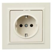 Штепсельная розетка встраиваемая IEK BRITE 16А BR-R14-16-K10-F РСР14-1-0-БрКр с з/к и шторками в сборе бежевый