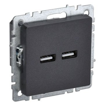 Розетка встраиваемая USB IEK BRITE A+A 3,1А BR-U21-D31-K02 РЮ10-1-БрЧ черный