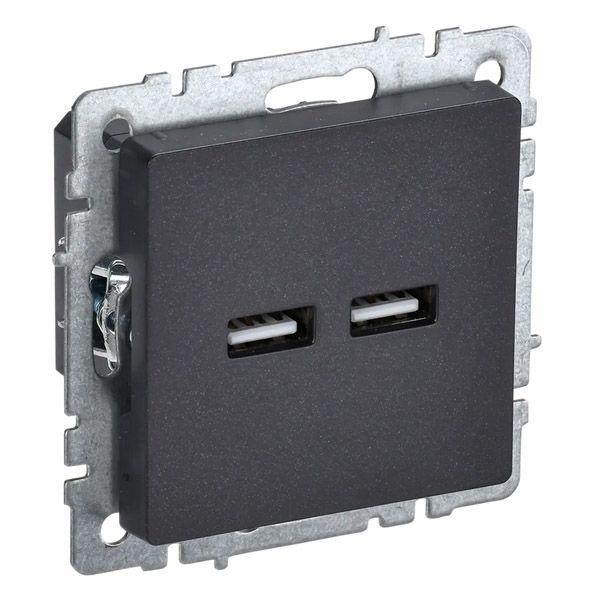 Розетка встраиваемая USB IEK BRITE A+A 3,1А BR-U21-D31-K02 РЮ10-1-БрЧ черный