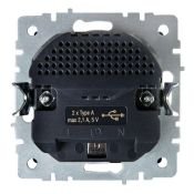 Штепсельная розетка встраиваемая IEK BRITE 16А BR-R14-16-U21-D21-K37 РЮш10-1-БрШ с з/к и шторками с USB A+A 2,1А шампань